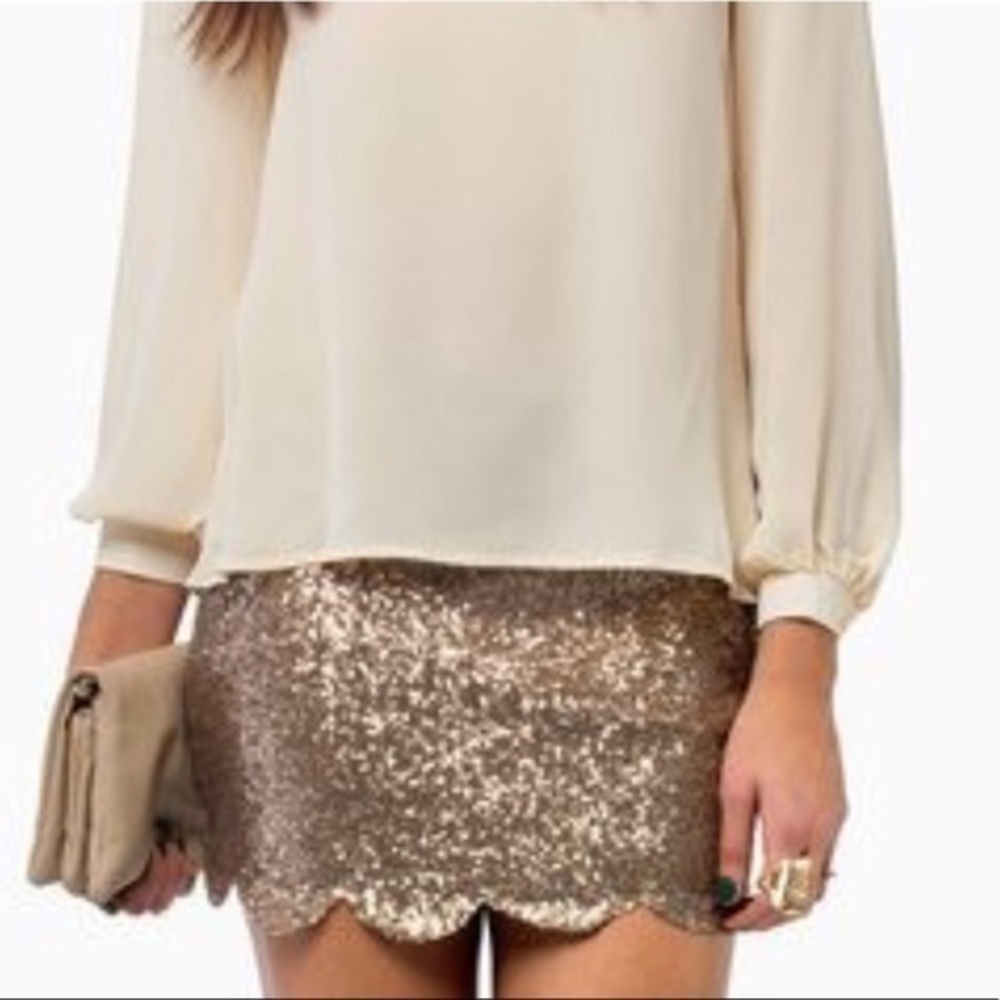 TOBI Gold+Bronze Mix Color Mini Sequin Skirt Small EUC